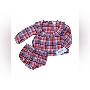 Cat & Jack NWT Size 6-9 Months Plaid Top And Bloomers Bottoms Set